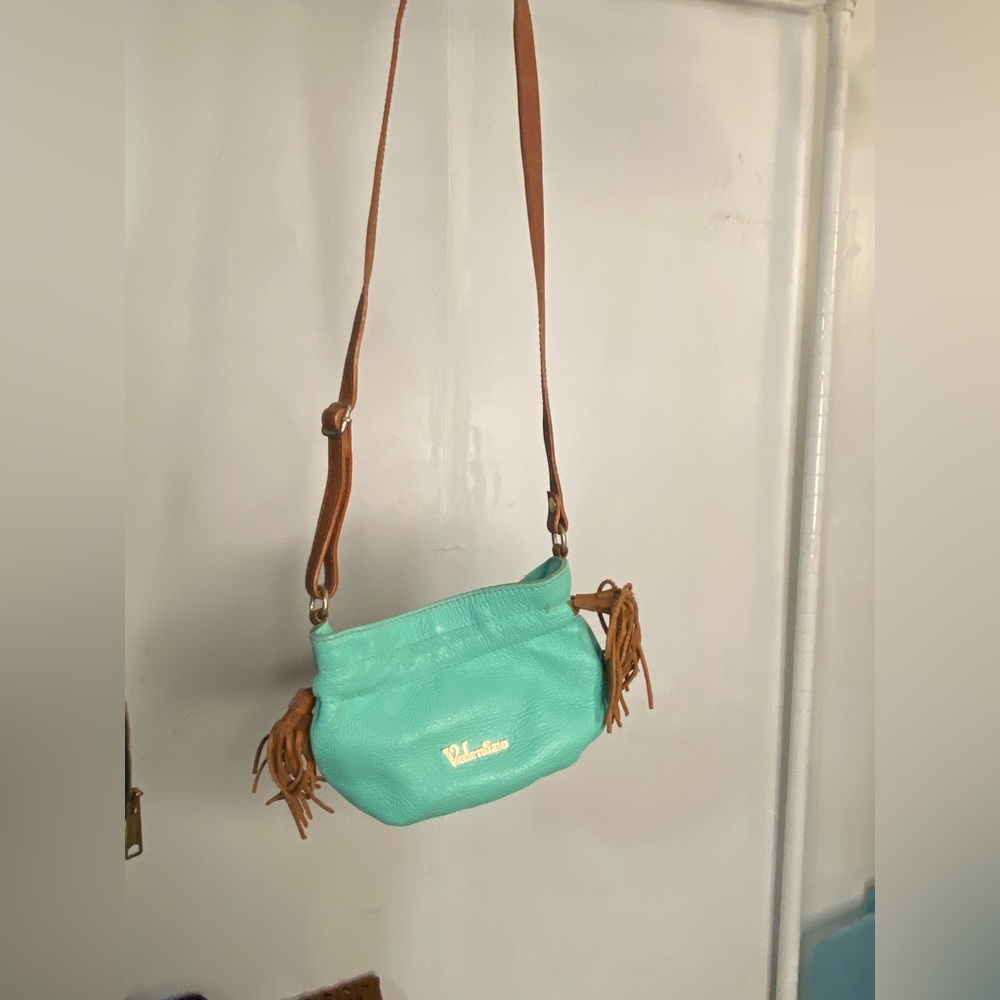 Valentina Seafoam Pebbled Leather Crossbody bag